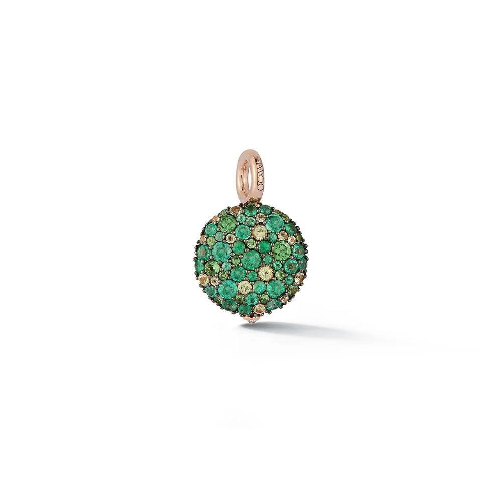 Walters Faith 18K Yellow Gold Medium Emerald & Tsavorite Pebble Chantecaille Locket Charm